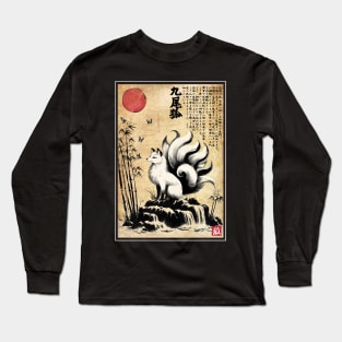 Kitsune woodblock Long Sleeve T-Shirt